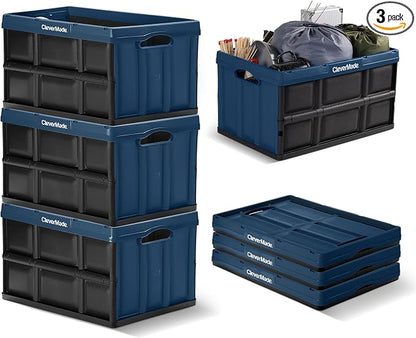 CleverMade Collapsible Storage Bins, 3 Pack, Ocean | Extra-large bins support by CleverMade