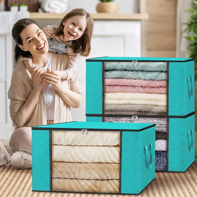 Fab totes Storage Bags, Clothes Blanket Storage Bins Foldable Closet Organizers - Image 7