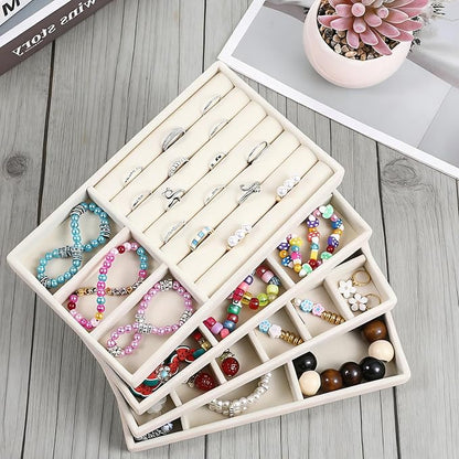 8 PCS Velvet Jewelry Trays, Stackable Jewelry Organizer Trays - Image 6