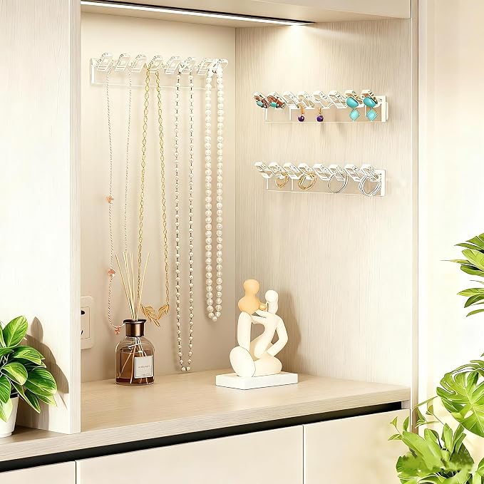 6 Pack Acrylic Necklace Hanger Wall Mounted Necklace Organizer Hanging Jewelry - Image 4