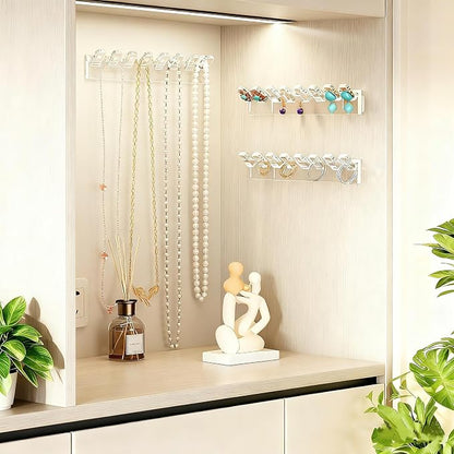 6 Pack Acrylic Necklace Hanger Wall Mounted Necklace Organizer Hanging Jewelry - Image 4