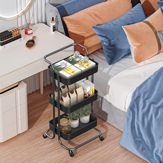 Sooyee 3 Tier Utility Cart, Rolling Cart - Image 4