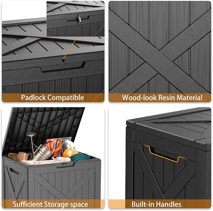 32 GallonOutdoor Storage Box, Resin Deck Boxes Waterproof, IndoorOutdoor Bin - Image 5