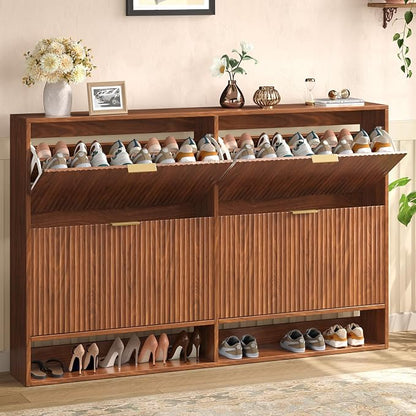 Hootata 47.2''W Walnut Shoe Storage Cabinet by Hootata
