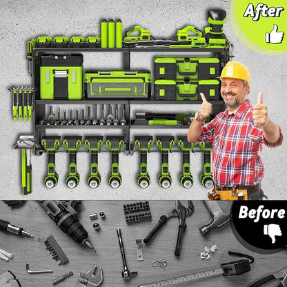 Power Tool Organizer Wall Mount, Heavy Duty Metal 4 Layer 8 Slots Drill Holder - Image 5