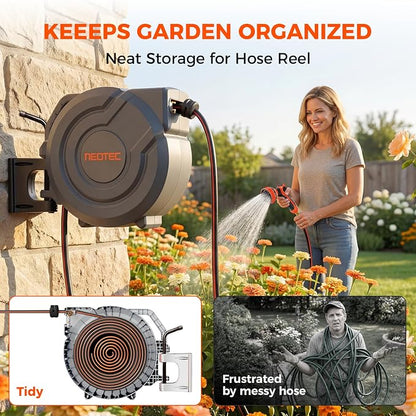 Upgraded Retractable Garden Hose Reel 1/2 inch x 155 ft Metal Bracket - Image 2