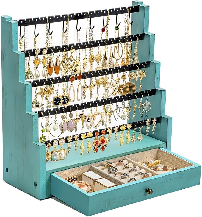 Pinzoveco Earring Organizer, 5 Layer Earring Holder Organizer by Pinzoveco