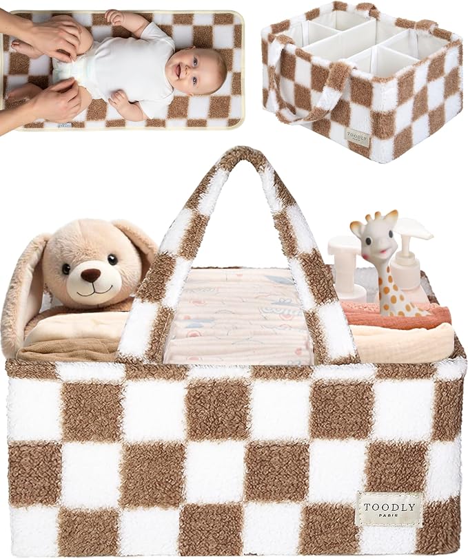 Checkered Diaper Caddy Organizer by Toodly