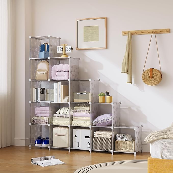 UNKU Cube Storage Organizer, 16 Cube Closet Organizer Storage Shelves, DIY - Image 2