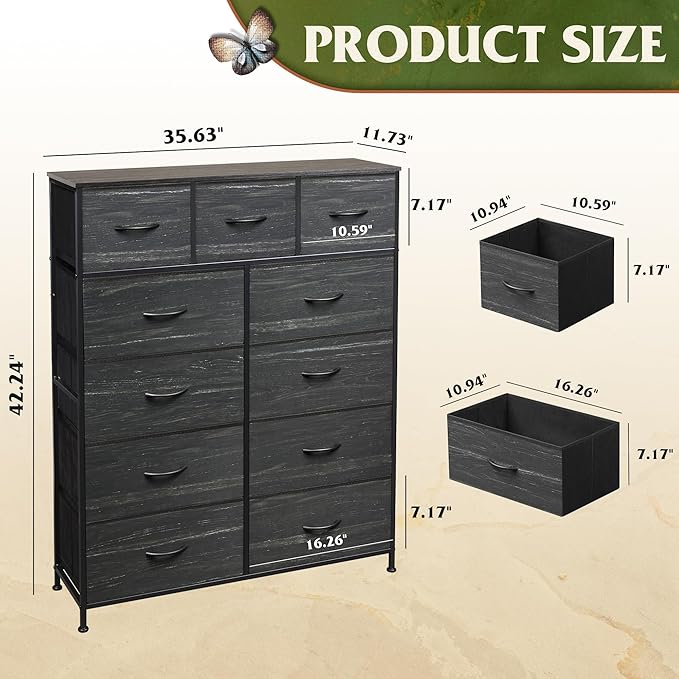 WLIVE Tall Dresser for Bedroom, 11 Drawer Fabric Dresser, Tall high-capacity - Image 3