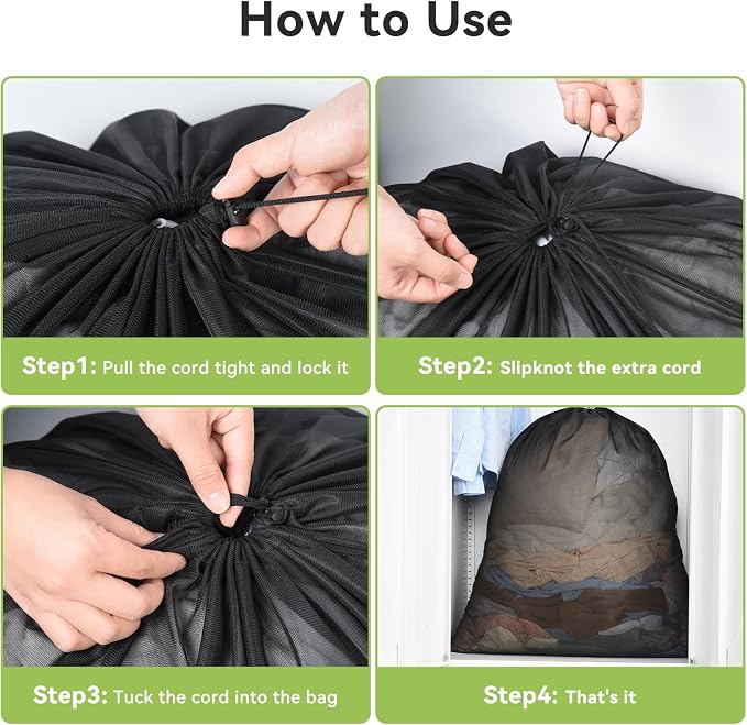 OTraki Ex-Large Mesh Laundry Bags 36x43 Inch Drawstring Laundry Bag 2 Pack - Image 8