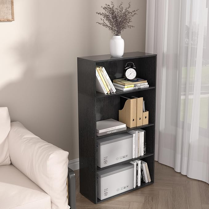 4 Tier Book Shelf, 4 Cube Storage Organizer, 4 Tier Low Bookcase Storage - Image 5