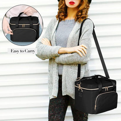 Travel Makeup Bag with 2 Pouches and Adjustable Dividers, Large Cosmetic Case - Image 6