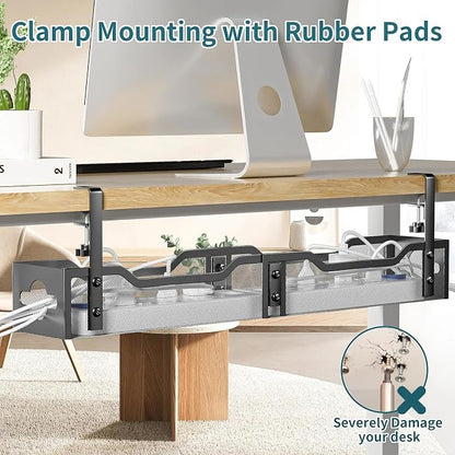 Under Desk Cable Management Tray 32'', Cable Management Under Desk No Drill - Image 4