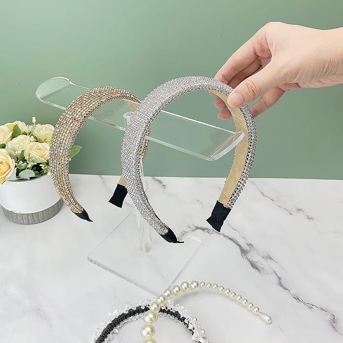 Bigfety Acrylic Headband Holder, 2 Pack Clear Headband Organizer Stand - Image 5