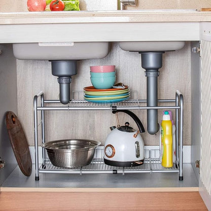 FlagShip 2 Tier Under Sink Organizers and Storage Rack Expandable Cabinet Shelf - Image 7