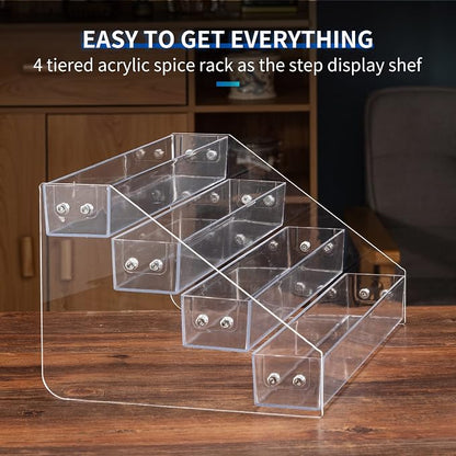 Acrylic Spice Rack, Tiered Spice Rack Shelf Seasoning Organizer - Image 2