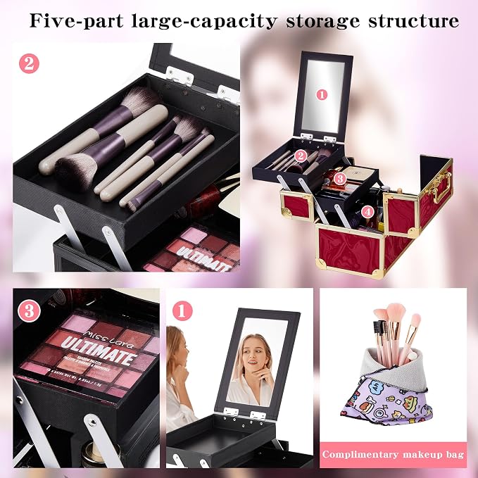 Makeup Train Case, Portable Makeup Case - Image 4