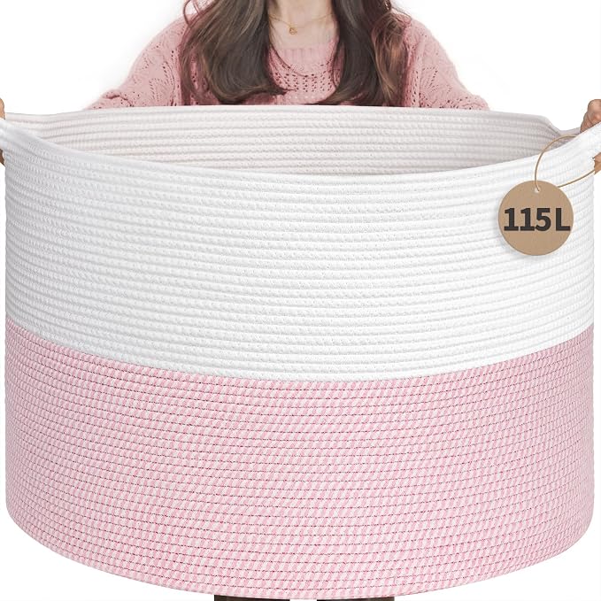 INDRESSME 115L Extra Large Pink Laundry Basket by INDRESSME