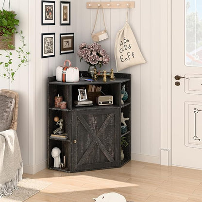 Corner Storage Cabinet, Farmhouse Corner Bookshelf - Image 5