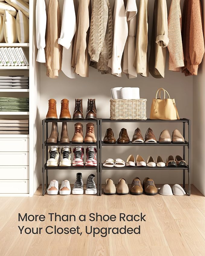 SONGMICS Shoe Rack, 3-Tier Shoe Organizer, Metal Storage Shelf, Upright or - Image 8
