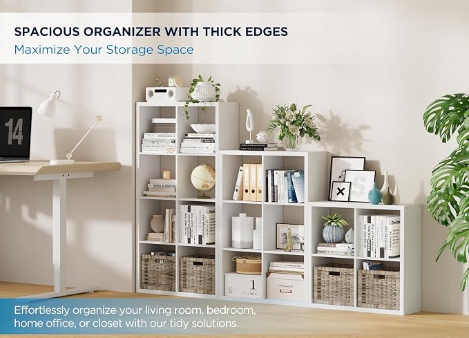 12-Cube Storage Organizer, Wooden Cube Shelf Bookcase - Image 3