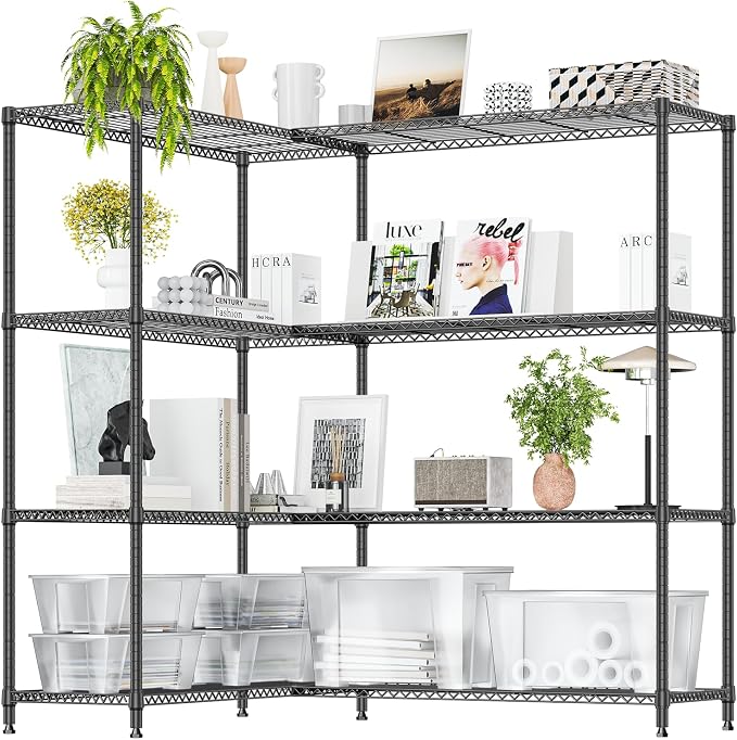 IZEUK Linked Storage Racks, DIY Adjustable Heavy Duty Metal Shelving Unit by IZEUK