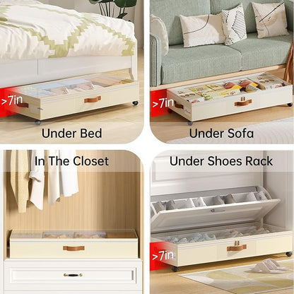Yecaye Under Bed Storage with Wheels, 65L Under Bed Storage Containers with - Image 7