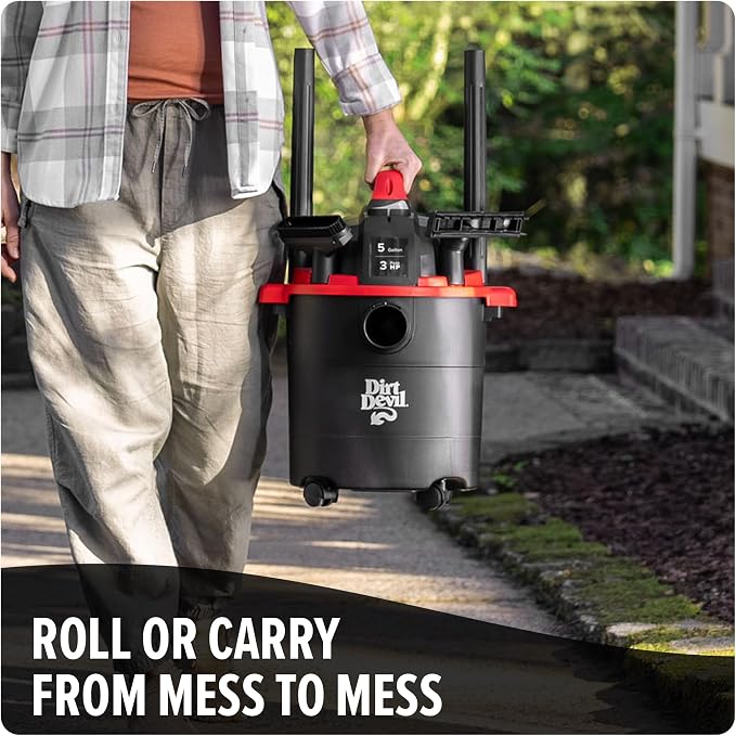 Dirt Devil 5 Gallon Corded Wet Dry Shop Vacuum, Heavy Duty Vacuum - Image 5
