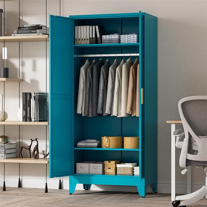 71" Tall Metal Wardrobe Closet - Image 6