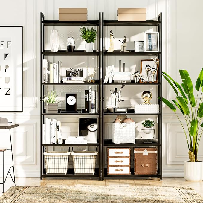 NUMENN Bookshelf, 6 Tier Freestanding Shelving Unit, Falling Prevention Baffle - Image 4