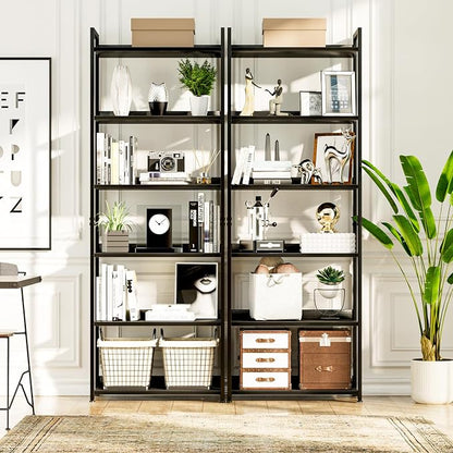 NUMENN Bookshelf, 6 Tier Freestanding Shelving Unit, Falling Prevention Baffle - Image 4