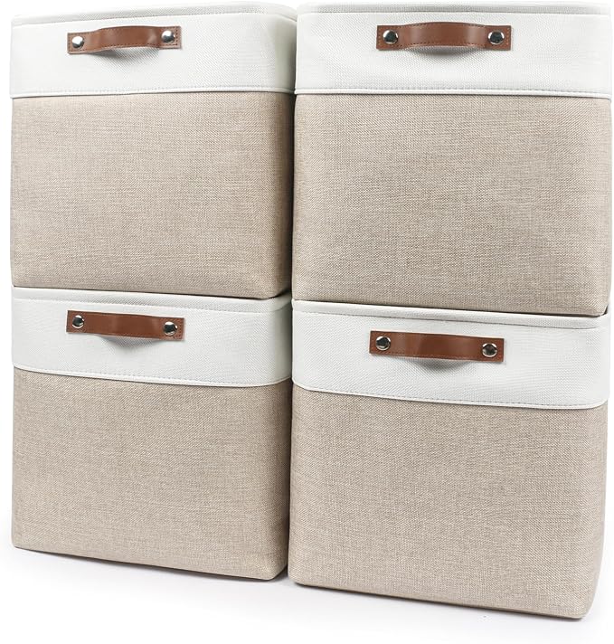 13x13 Cube Storage Bins, Collapsible Fabric Storage Box, 4 Pack Closet Baskets by Bagnizer