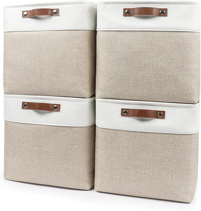 13x13 Cube Storage Bins, Collapsible Fabric Storage Box, 4 Pack Closet Baskets by Bagnizer