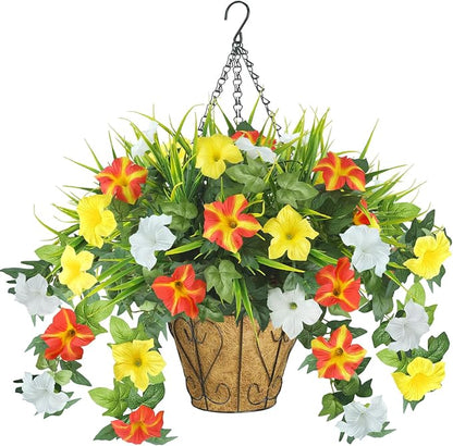 Artificial Flowers Hanging Baskets by UNLEMONI
