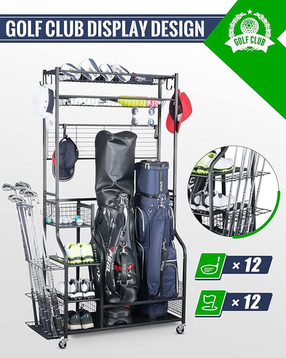 Mythinglogic Golf Bag Storage Garage Organizer, 2 Golf Bags Storage Stand and - Image 4