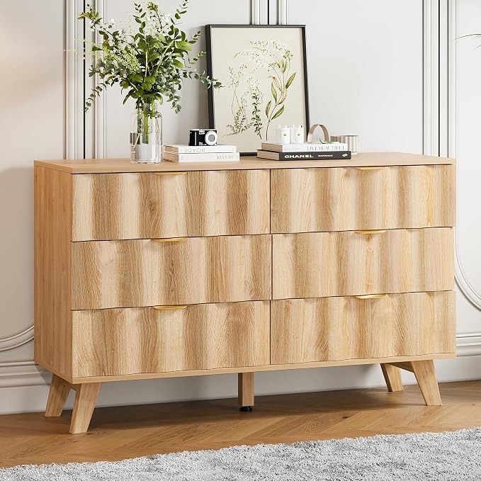 6 Drawer Dresser, Modern Fluted Storage Dresser - Image 3