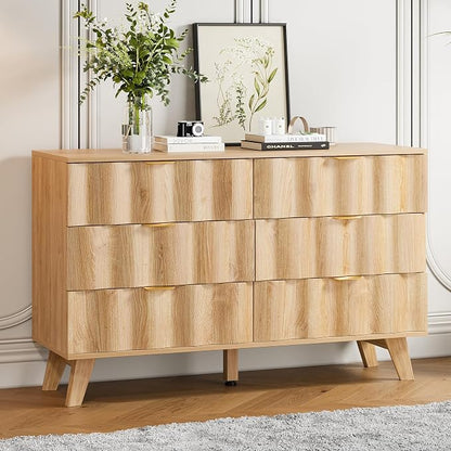 6 Drawer Dresser, Modern Fluted Storage Dresser - Image 3