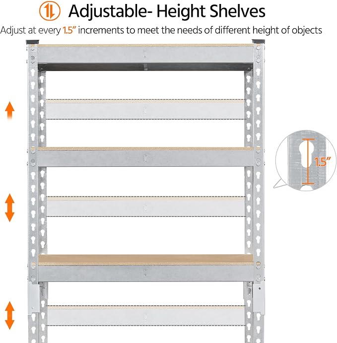 Topeakmart 4 PCS 5-Tier Utility Shelves, Metal Storage Shelves Garage Shelving - Image 9