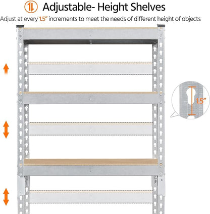 Topeakmart 4 PCS 5-Tier Utility Shelves, Metal Storage Shelves Garage Shelving - Image 9