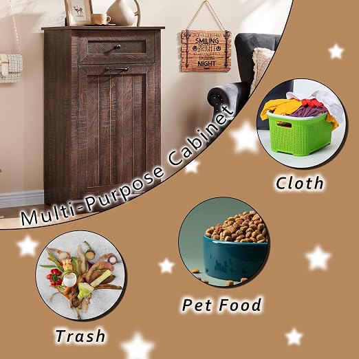 Tilt Out Trash Can Cabinet, 10 Gallon Farmhouse Laundry Hamper Cabinet - Image 4