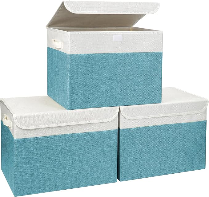 Large 17" 42 Quarts Collapsible Stackable Storage Bins by Bagnizer
