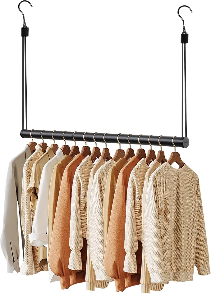 BaiNong Adjustable Closet Hanging Rod 32" Black Closet Rod Extender | Heavy by BaiNong