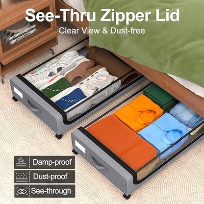 GoMaihe Under Bed Storage with Wheels: 70L Underbed Storage Containers with Lids - Image 5