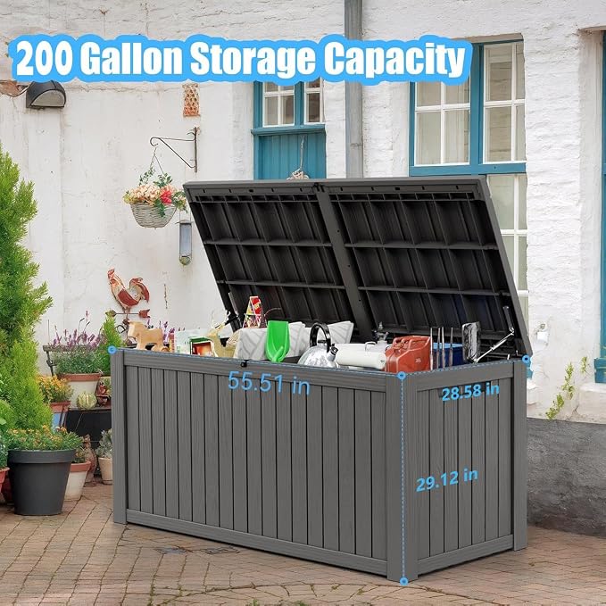 Vixzen 200 Gallon Deck Boxes Outdoor Waterproof, Lockable Storage Box - Image 7