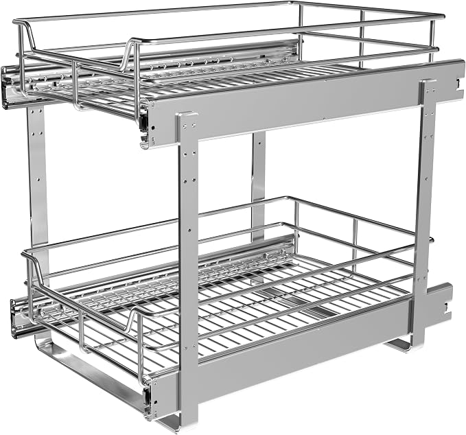 2-Tier Cabinet Pull Out Shelves, Slide Out Shelves by JOWBOOW