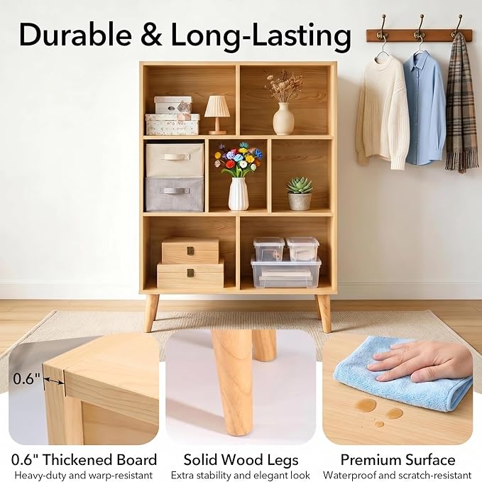 HealSmart 7 Cube Storage Organizer, 3 Tier Bookshelf - Image 6