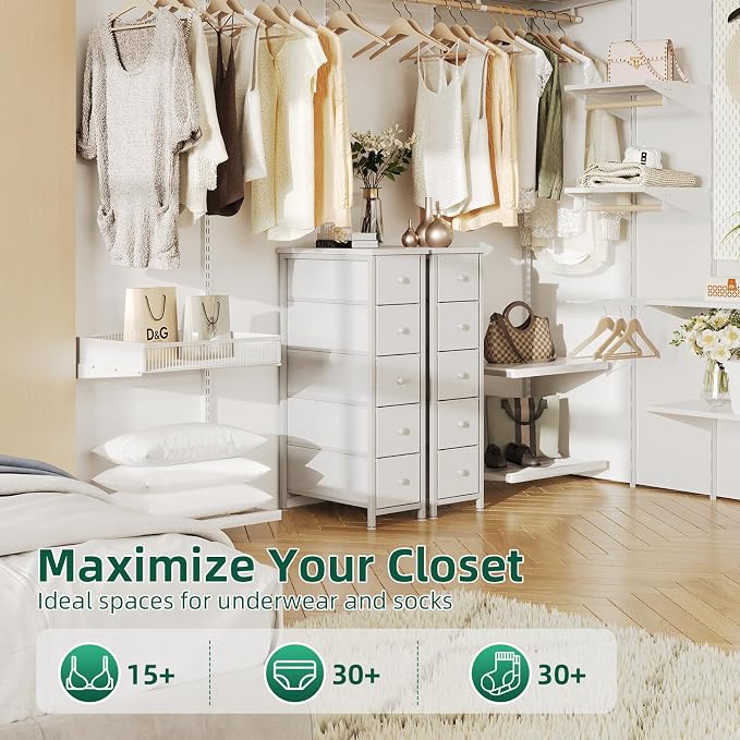 Narrow Dresser, Slim Fabric Dressers Chest of Drawers - Image 5