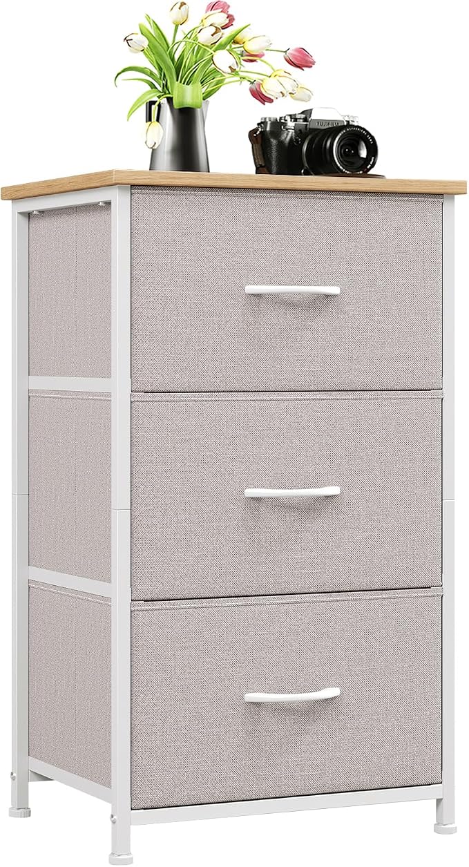 Somdot Small Dresser for Bedroom, 3 Drawer Storage Cabinet, Ash Grey | Tall by Somdot