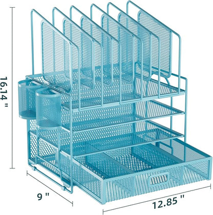 Marbrasse Desk Organizers, 4-Tier Mesh Desk File Organizer - Image 5